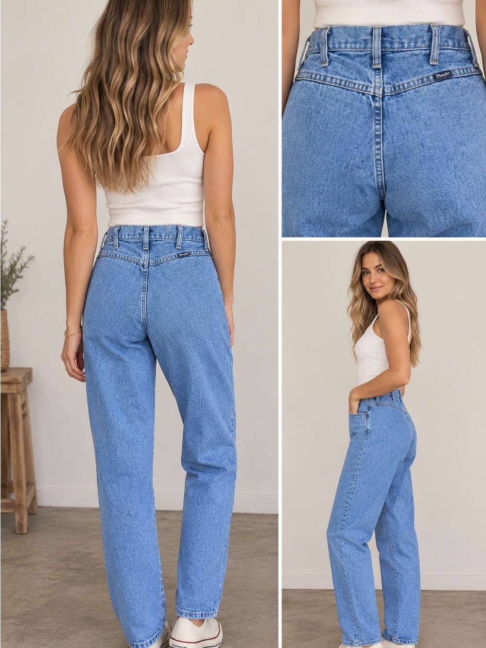 VTG Wrangler Bareback Jeans Womens 9x30 Light Wash USA High Waisted Cowgirl